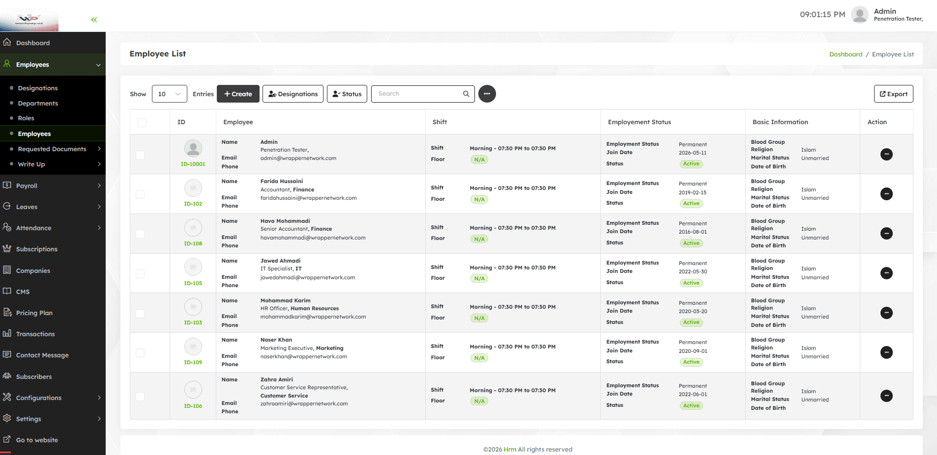 HRM screenshot