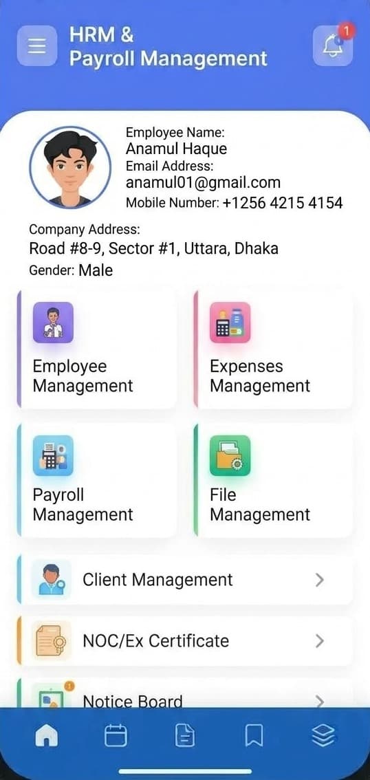 HRM mobile app — Employee profile